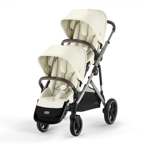 Poussette jumeaux Gazelle S Seashell Beige + 2 Sièges auto Cloud T i-Size
