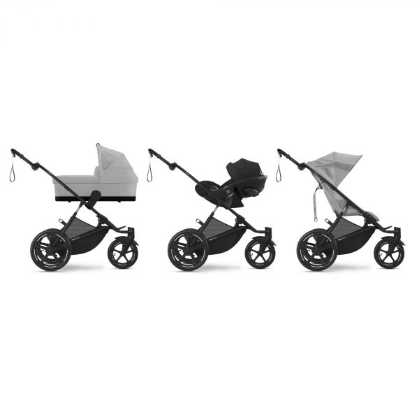 Poussette duo Avi Spin Fog Grey + Nacelle Cot S
