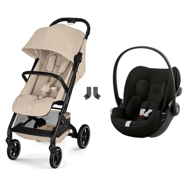 Poussette duo Beezy 4 compacte Almond Beige avec siège auto Cloud G i-Size