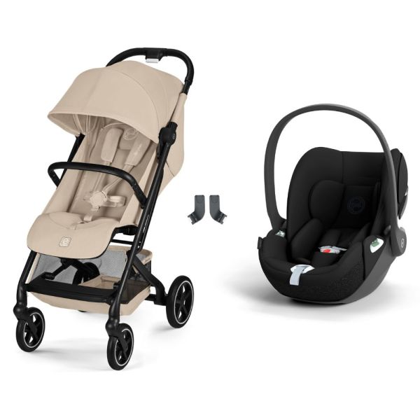Poussette duo Beezy 4 compacte Almond Beige avec siège auto Cloud T i-Size
