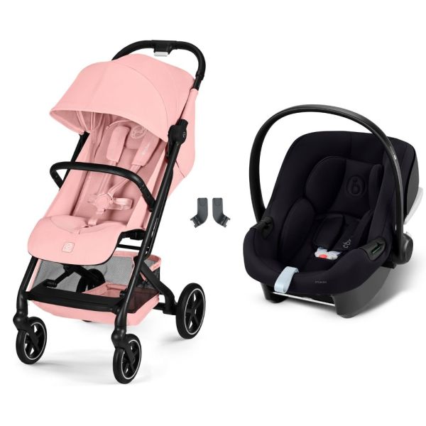Poussette duo Beezy 4 compacte Candy Pink avec siège auto Aton B2 i-Size