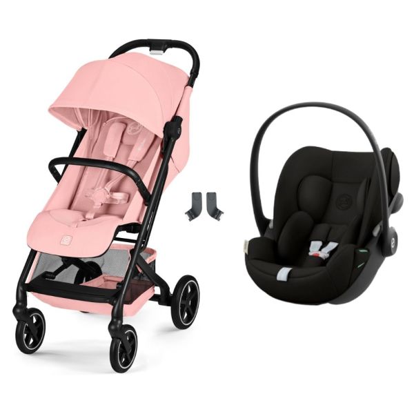 Poussette duo Beezy 4 compacte Candy Pink avec siège auto Cloud G i-Size