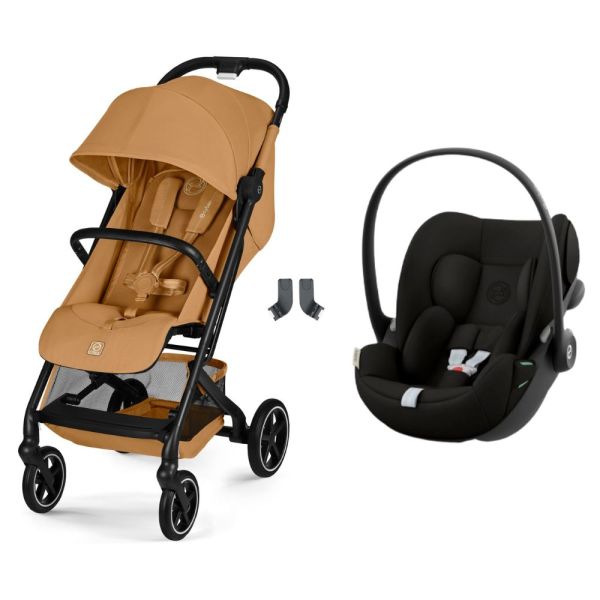 Poussette duo Beezy 4 compacte Cinnamon Yellow avec siège auto Cloud G i-Size