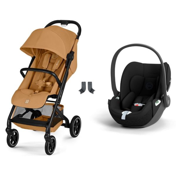 Poussette duo Beezy 4 compacte Cinnamon Yellow avec siège auto Cloud T i-Size