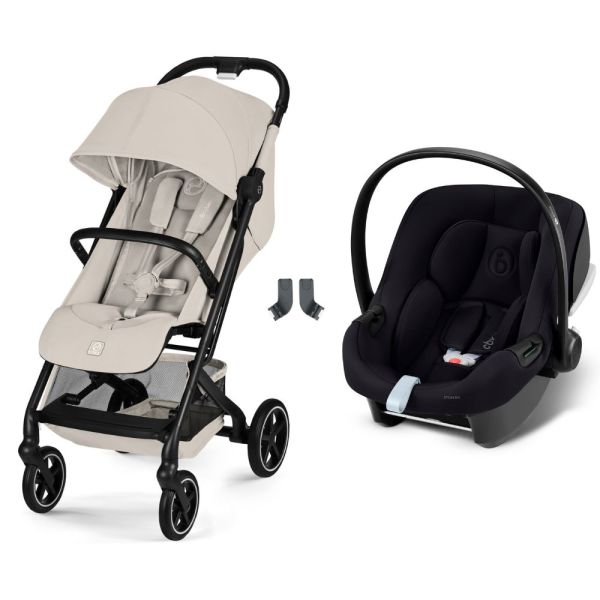 Poussette duo Beezy 4 compacte Dune Grey avec siège auto Aton B2 i-Size