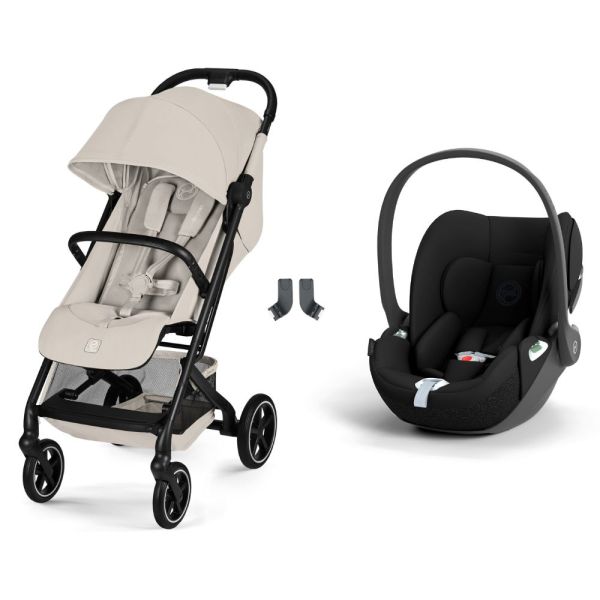 Poussette duo Beezy 4 compacte Dune Grey avec siège auto Cloud T i-Size