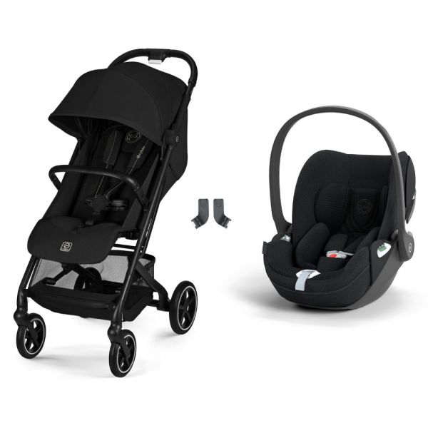 Poussette duo Beezy 4 compacte Magic Black avec siège auto Cloud T i-Size Tissu Plus
