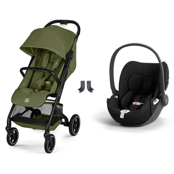Poussette duo Beezy 4 compacte Moss Green avec siège auto Cloud T i-Size