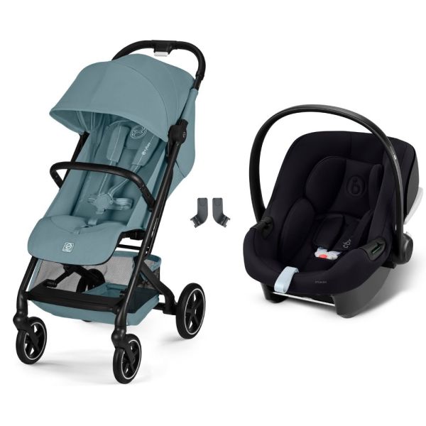 Poussette duo Beezy 4 compacte Stormy Blue avec siège auto Aton B2 i-Size