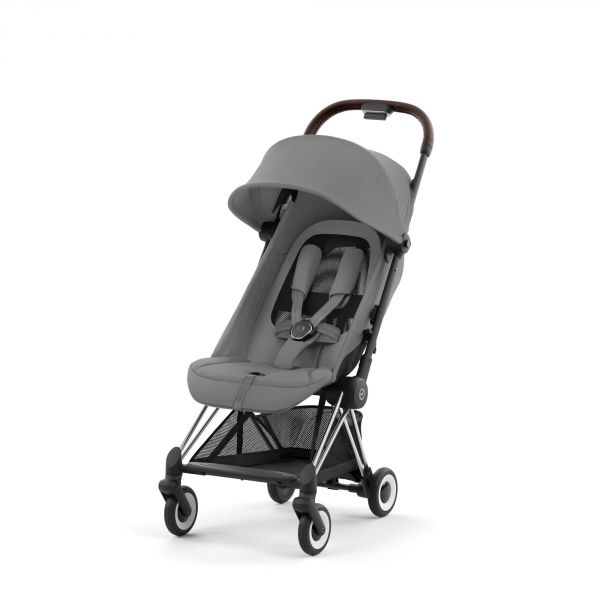 Poussette duo Coya Mirage Grey châssis Chrome Brown + Cloud G i-Size