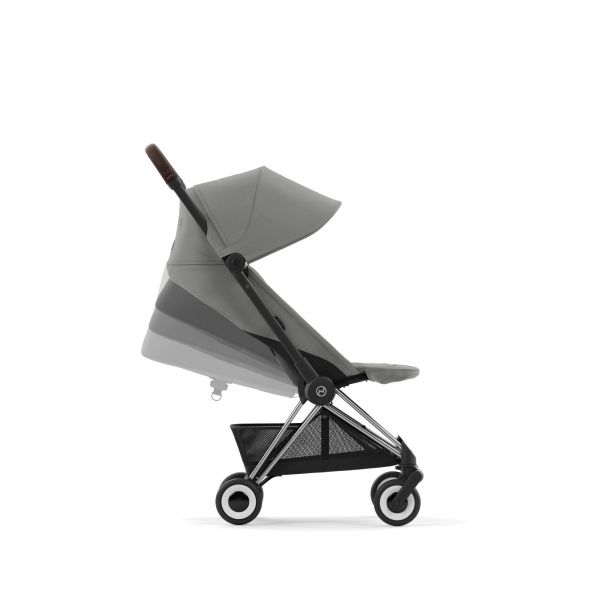 Poussette duo Coya Mirage Grey châssis Chrome Brown + Cloud G i-Size