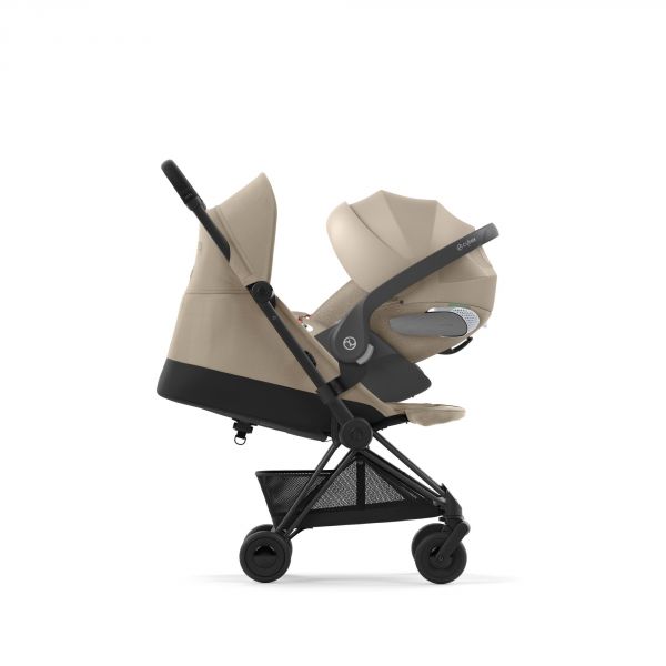 Poussette duo Coya Cozy Beige châssis Matt Black + Cloud G i-Size
