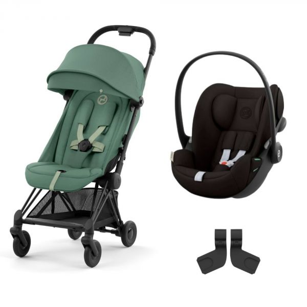Poussette duo Coya Leaf Green châssis Matt Black + Cloud G i-Size