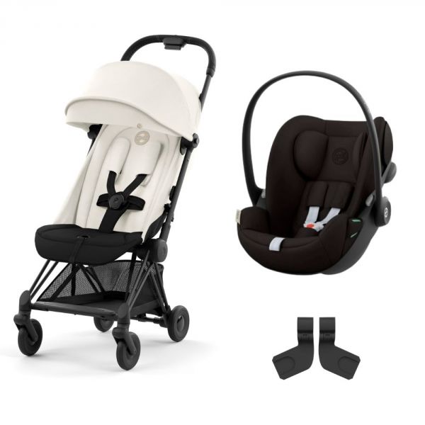 Poussette duo Coya Off White châssis Matt Black + Cloud G i-Size
