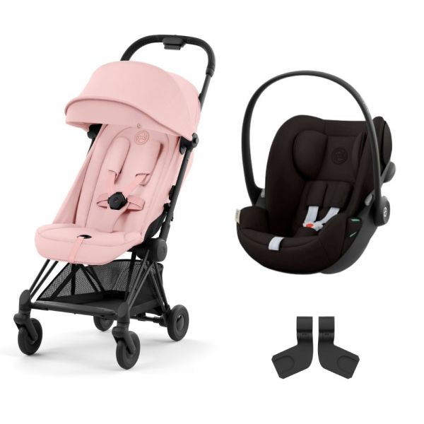 Poussette duo Coya Peach Pink châssis Matt Black + Cloud G i-Size