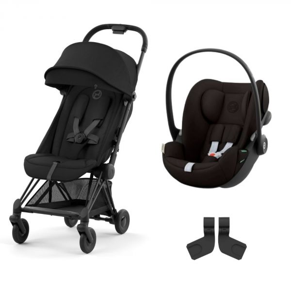 Poussette duo Coya Sepia Black châssis Matt Black + Cloud G i-Size
