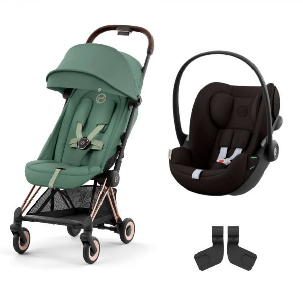 Poussette duo Coya Leaf Green châssis Rosegold + Cloud G i-Size