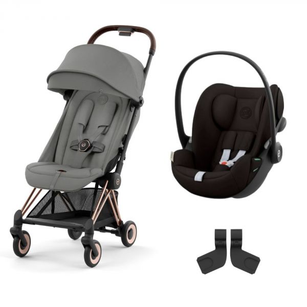 Poussette duo Coya Mirage Grey châssis Rosegold + Cloud G i-Size