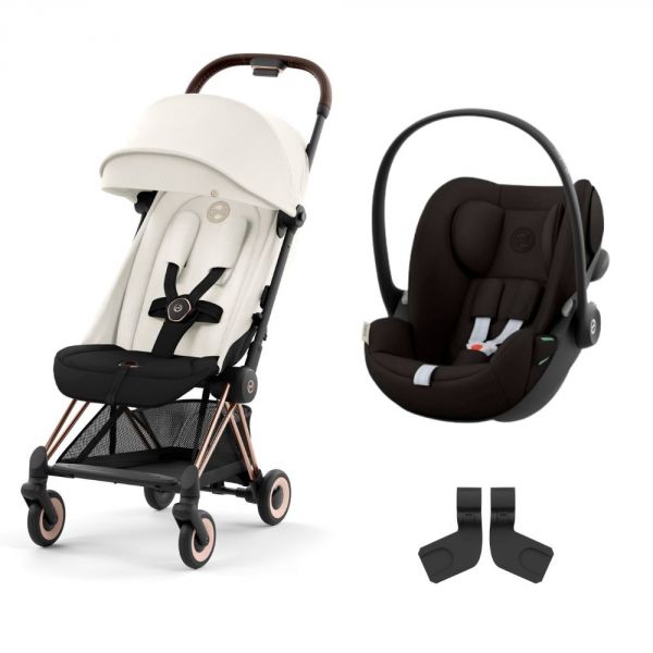 Poussette duo Coya Off White châssis Rosegold + Cloud G i-Size