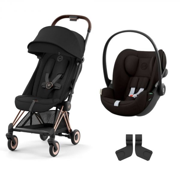 Poussette duo Coya Sepia Black châssis Rosegold + Cloud G i-Size