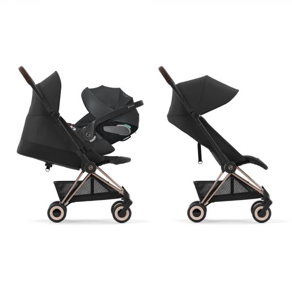 Poussette duo Coya Sepia Black châssis Rosegold + Cloud G i-Size