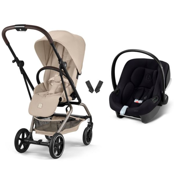 Poussette duo Eezy S Twist+ 2 pivotante Almond Beige avec siège auto Aton B2 i-Size