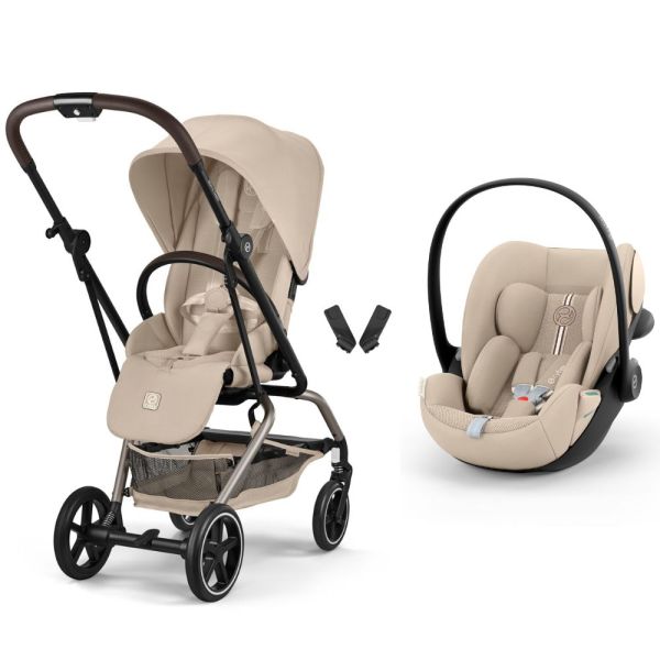 Poussette duo Eezy S Twist+ 2 pivotante Almond Beige avec siège auto Cloud G3 i-Size Tissu Plus