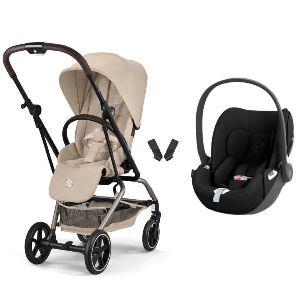 Poussette duo Eezy S Twist+ 2 pivotante Almond Beige avec siège auto Cloud T i-Size
