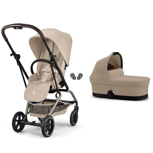 Poussette duo Eezy S Twist+ 2 pivotante Almond Beige avec nacelle Cot S