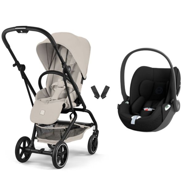 Poussette duo Eezy S Twist+ 2 pivotante Dune Grey avec siège auto Cloud T i-Size