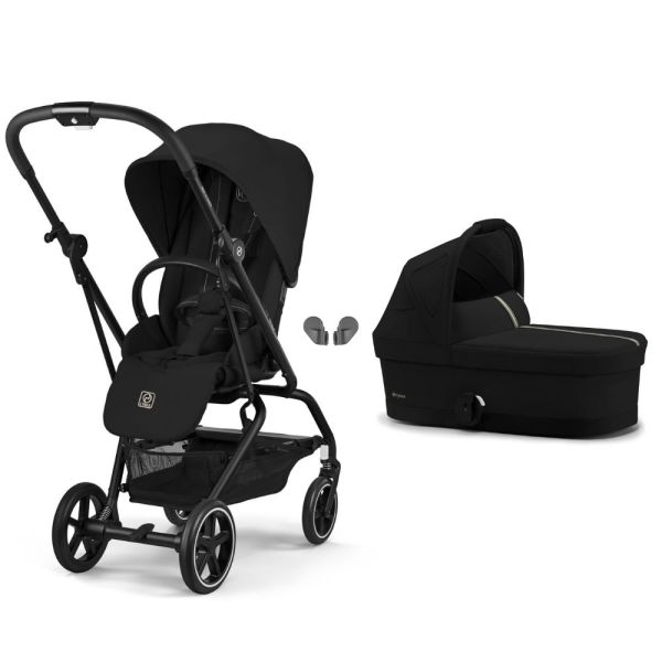 Poussette duo Eezy S Twist+ 2 pivotante Magic Black avec nacelle Cot S