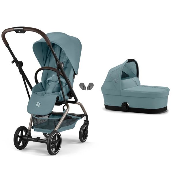 Poussette duo Eezy S Twist+ 2 pivotante Stormy Blue avec nacelle Cot S