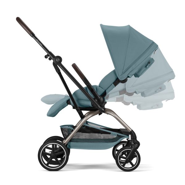 Poussette duo Eezy S Twist+ 2 pivotante Stormy Blue avec nacelle Cot S