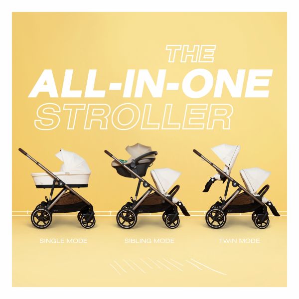 Poussette duo Gazelle S Almond Beige châssis taupe + nacelle