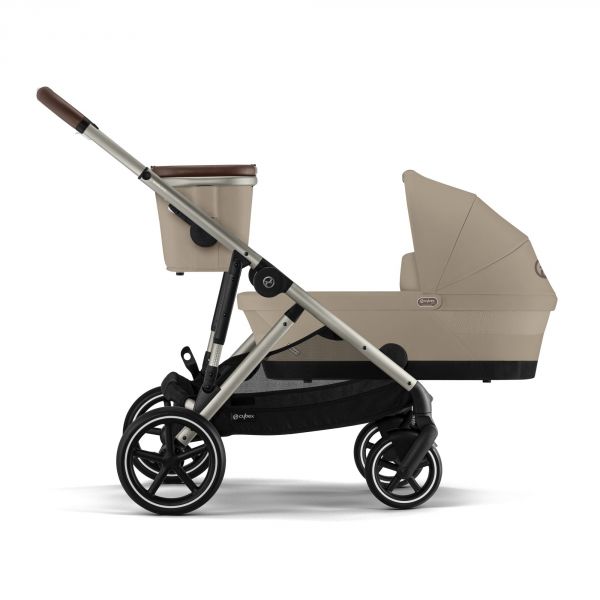 Poussette duo Gazelle S Almond Beige châssis taupe + nacelle