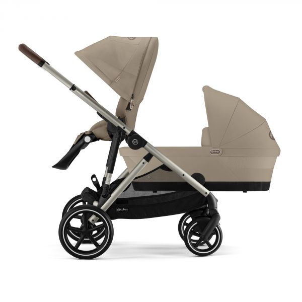 Poussette duo Gazelle S Almond Beige châssis taupe + nacelle