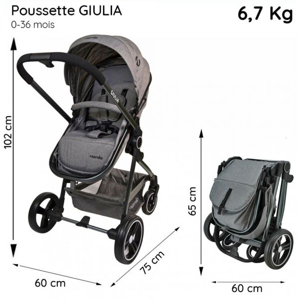 Poussette duo Giula Gris Chiné