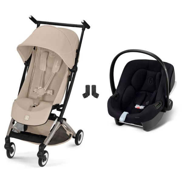Poussette duo Libelle 5 ultra compacte Almond Beige avec siège auto Aton B2 i-Size