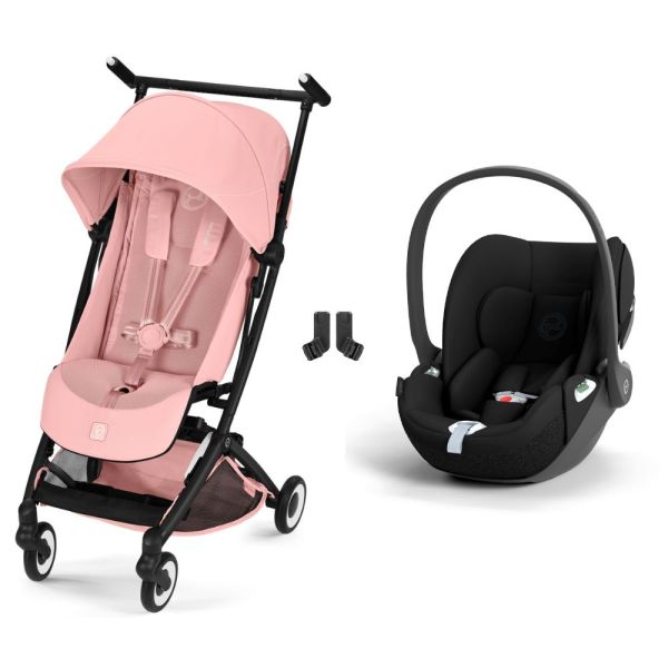 Poussette duo Libelle 5 ultra compacte Candy Pink avec siège auto Cloud T i-Size