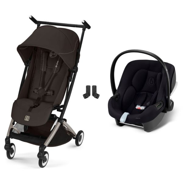 Poussette duo Libelle 5 ultra compacte Chocolate Brown avec siège auto Aton B2 i-Size