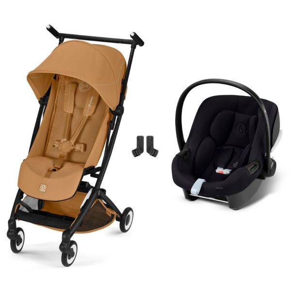 Poussette duo Libelle 5 ultra compacte Cinnamon Yellow avec siège auto Aton B2 i-Size