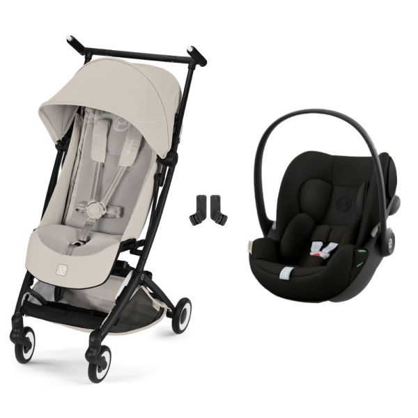 Poussette duo Libelle 5 ultra compacte Dune Grey avec siège auto Cloud G i-Size