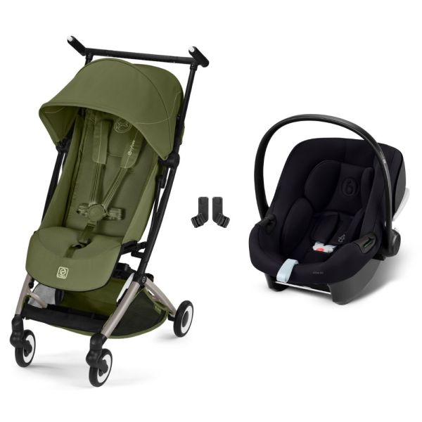 Poussette duo Libelle 5 ultra compacte Moss Green avec siège auto Aton B2 i-Size