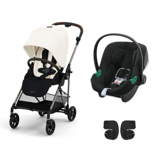 Poussette duo Melio 4 Canvas White + Siège auto Aton B2 i-Size