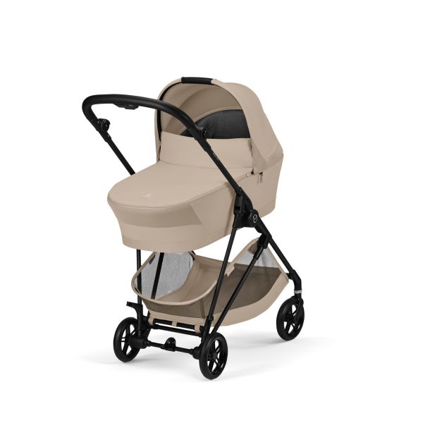 Poussette duo Melio Carbon 6 Almond Beige avec nacelle Melio Cot