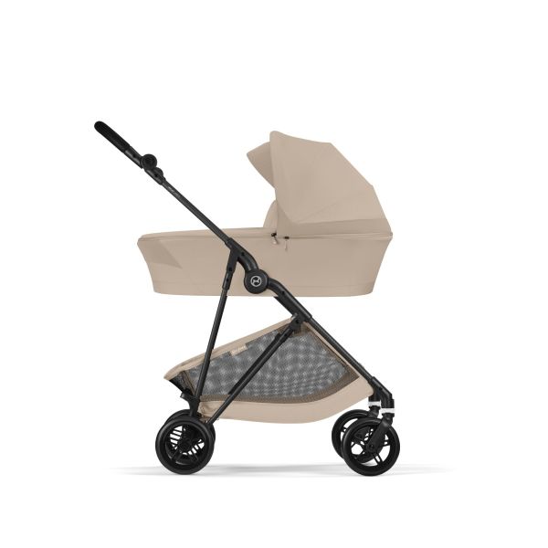 Poussette duo Melio Carbon 6 Almond Beige avec nacelle Melio Cot