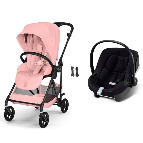 Poussette duo Melio Carbon 6 Candy Pink avec siège auto Aton B2 i-Size