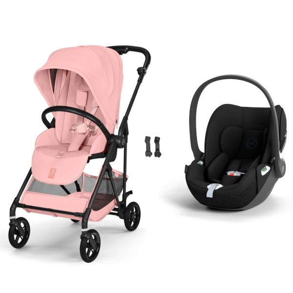 Poussette duo Melio Carbon 6 Candy Pink avec siège auto Cloud T i-Size
