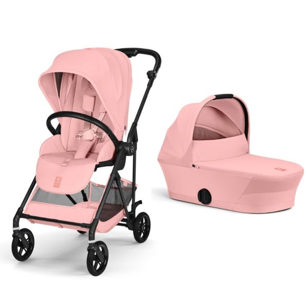 Poussette duo Melio Carbon 6 Candy Pink avec nacelle Melio Cot