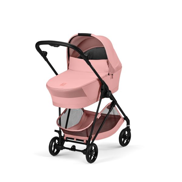 Poussette duo Melio Carbon 6 Candy Pink avec nacelle Melio Cot